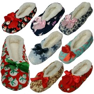 Luxury Christmas Sherpa Warm Fleece Lined Slippers